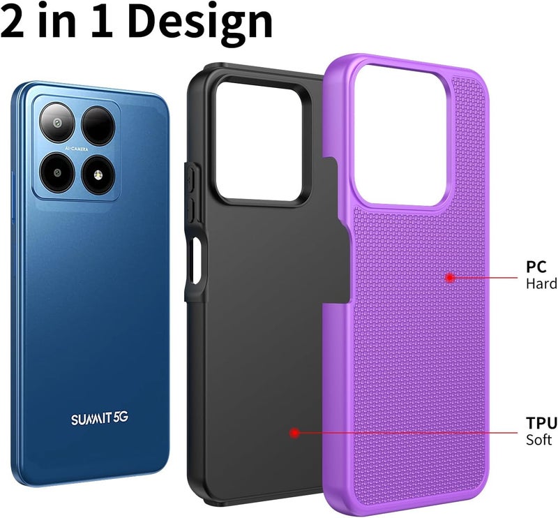 Mocotto for Boost Summit 5G Case with Tempered Glass Screen Protector,Dual Layer Heavy Duty Shockproof Protection (Boost Summit 5G,Purple) - Image 3